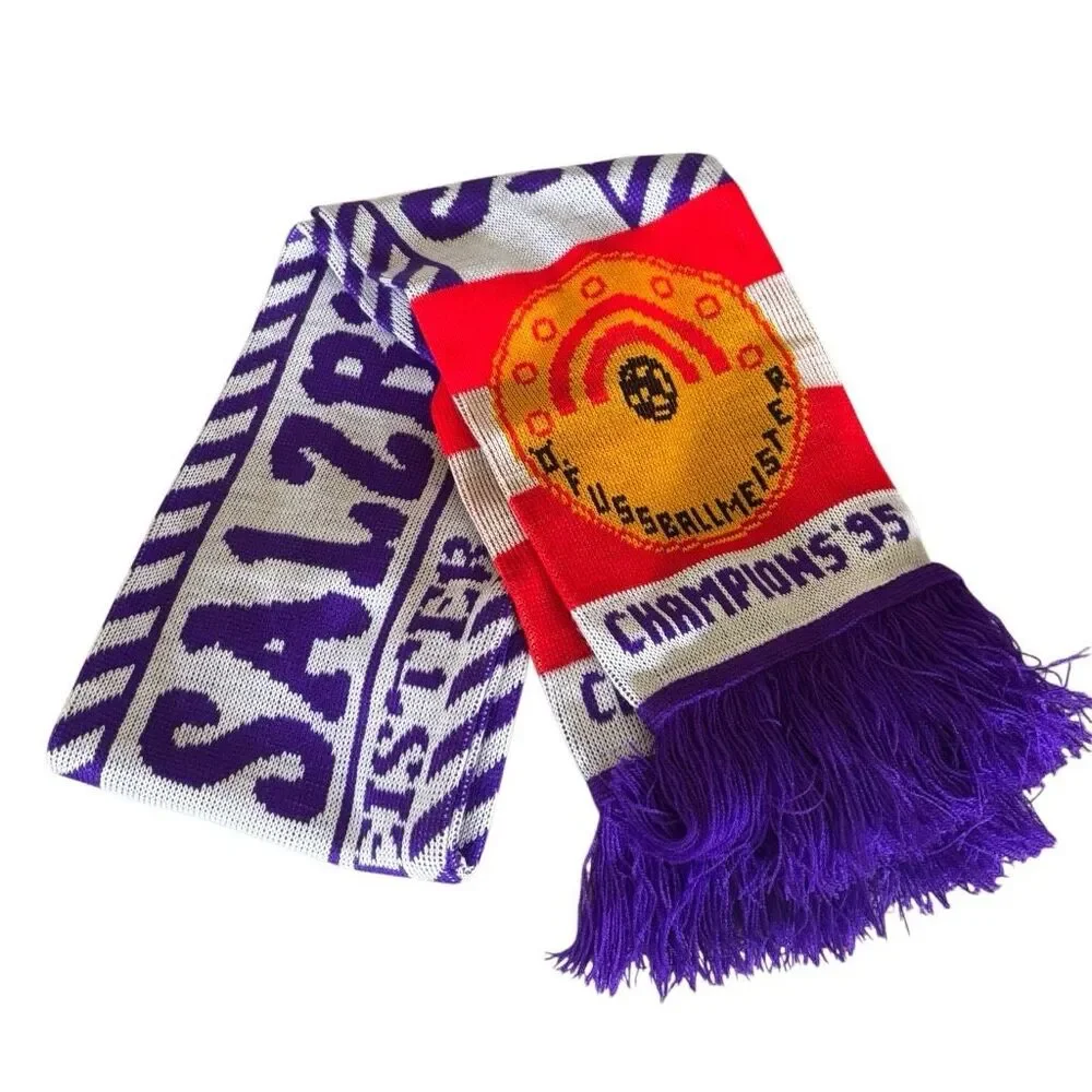 VTG 1995 SV Austria Salzburg Champions Fan Scarf Reversible Purple White Mint